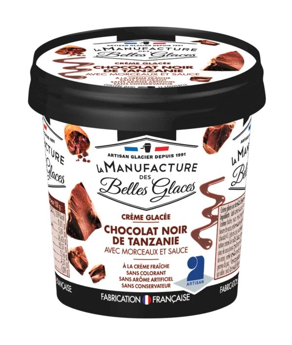 CHOCOLAT NOIR DE TANZANIE AVEC MORCEAUX ET SAUCE CHOCOLAT
